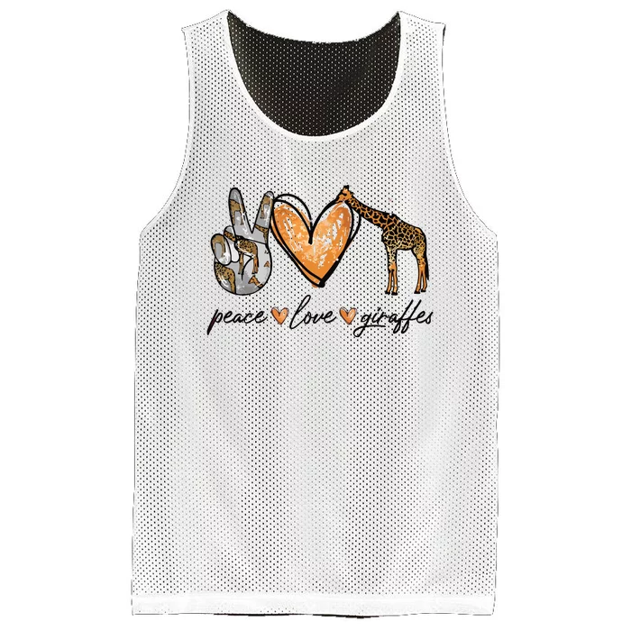 Peace Love Giraffes Gifts Peace Hand Sign Heart Mesh Reversible Basketball Jersey Tank