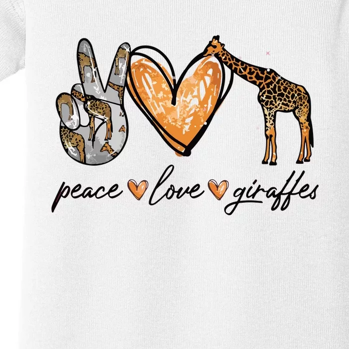 Peace Love Giraffes Gifts Peace Hand Sign Heart Baby Bodysuit