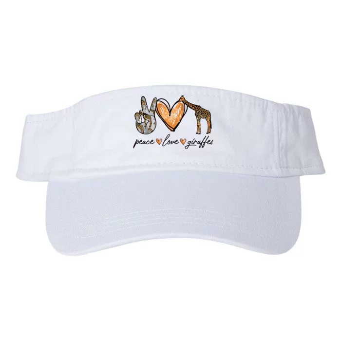 Peace Love Giraffes Gifts Peace Hand Sign Heart Valucap Bio-Washed Visor