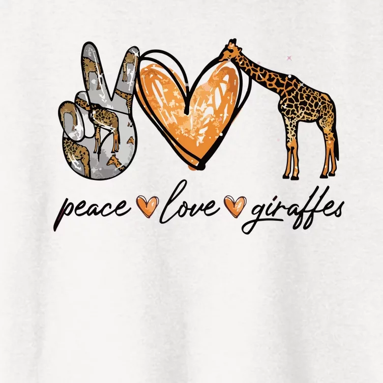 Peace Love Giraffes Gifts Peace Hand Sign Heart Women's Crop Top Tee