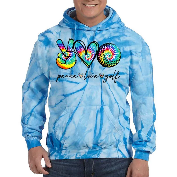 Peace Love Golf Tie Dye Cute Golf Lovers Tie Dye Hoodie