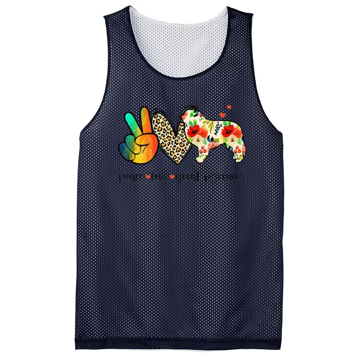 Peace Love Great Pyrenees Funny Tee For Dog Lover Mesh Reversible Basketball Jersey Tank