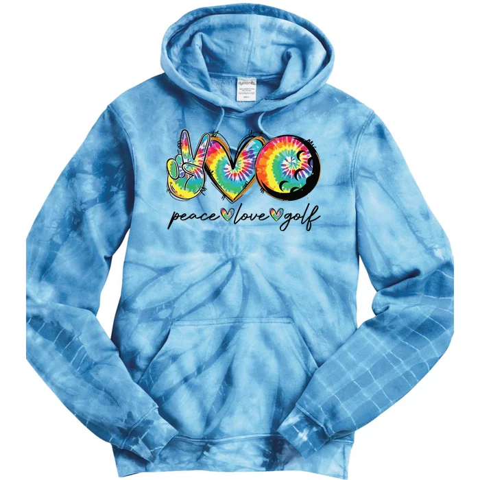 Peace Love Golf Funny Tie Dye Golf Lovers Tie Dye Hoodie