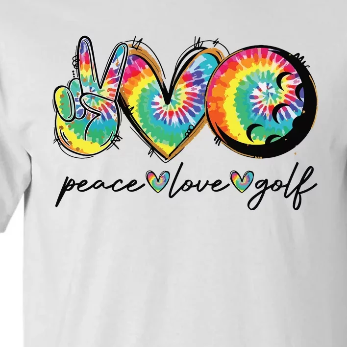 Peace Love Golf Funny Tie Dye Golf Lovers Tall T-Shirt