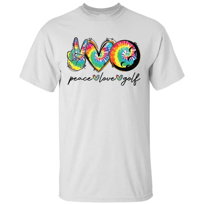 Peace Love Golf Funny Tie Dye Golf Lovers Tall T-Shirt