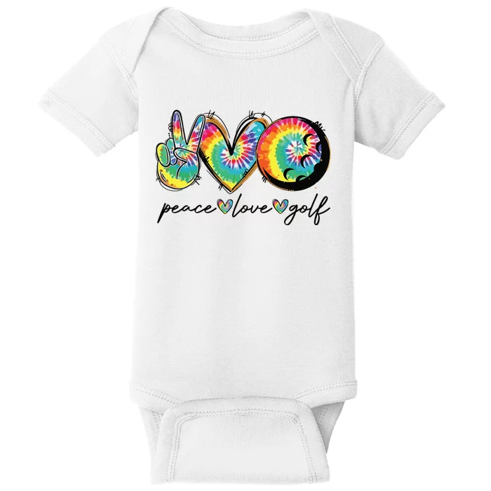 Peace Love Golf Funny Tie Dye Golf Lovers Baby Bodysuit