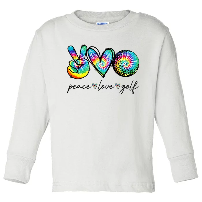 Peace Love Golf Tie Dye Cute Golf Lovers Toddler Long Sleeve Shirt