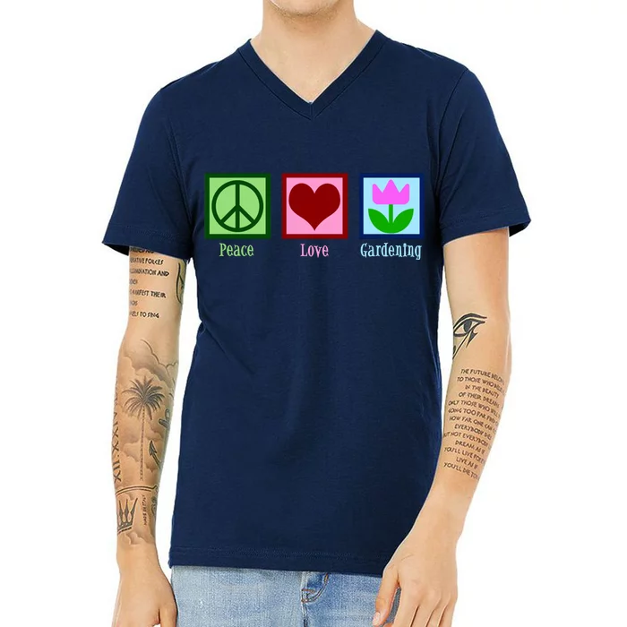 Peace Love Gardening V-Neck T-Shirt