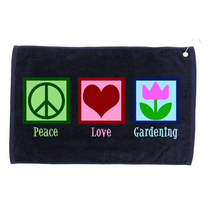 Peace Love Gardening Grommeted Golf Towel