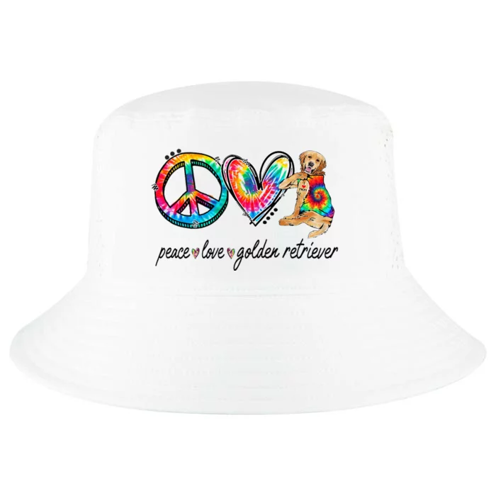 Peace Love Golden Retriever Tie Dye Rainbow Dog Lover Cool Comfort Performance Bucket Hat