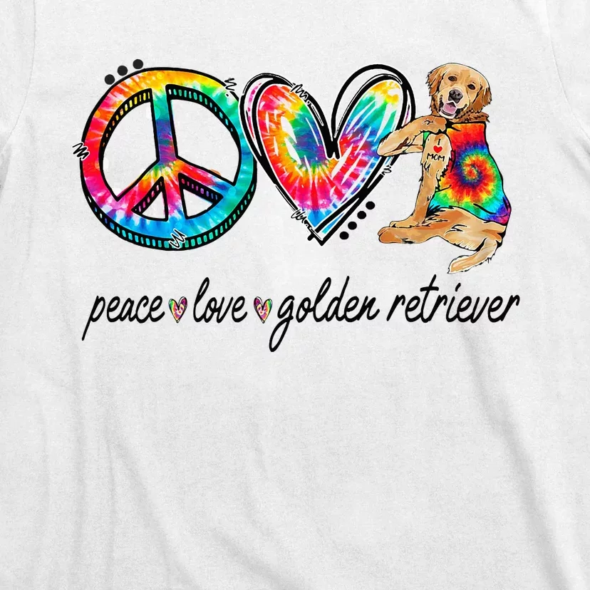 Peace Love Golden Retriever Tie Dye Rainbow Dog Lover T-Shirt