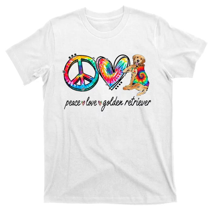 Peace Love Golden Retriever Tie Dye Rainbow Dog Lover T-Shirt