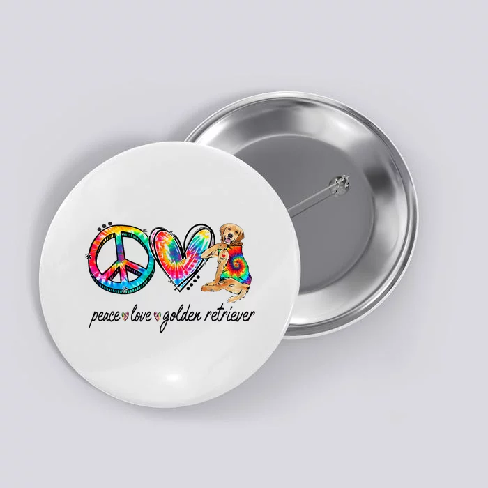 Peace Love Golden Retriever Tie Dye Rainbow Dog Lover Button