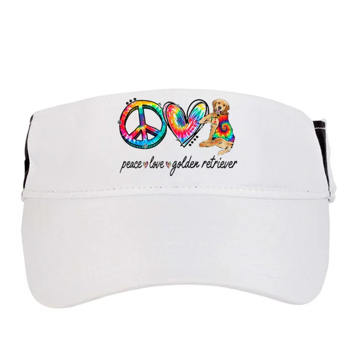 Peace Love Golden Retriever Tie Dye Rainbow Dog Lover Adult Drive Performance Visor