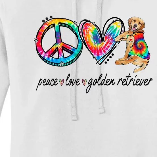 Peace Love Golden Retriever Tie Dye Rainbow Dog Lover Women's Pullover Hoodie