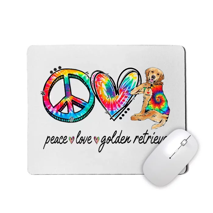 Peace Love Golden Retriever Tie Dye Rainbow Dog Lover Mousepad