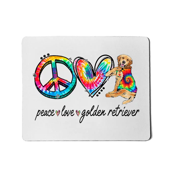 Peace Love Golden Retriever Tie Dye Rainbow Dog Lover Mousepad