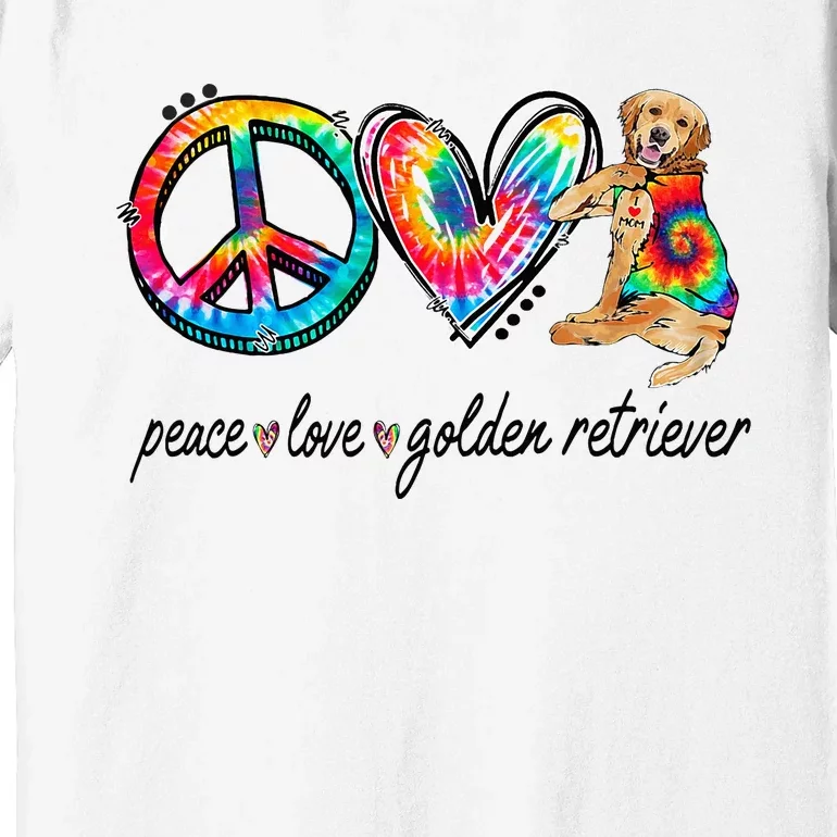 Peace Love Golden Retriever Tie Dye Rainbow Dog Lover Premium T-Shirt