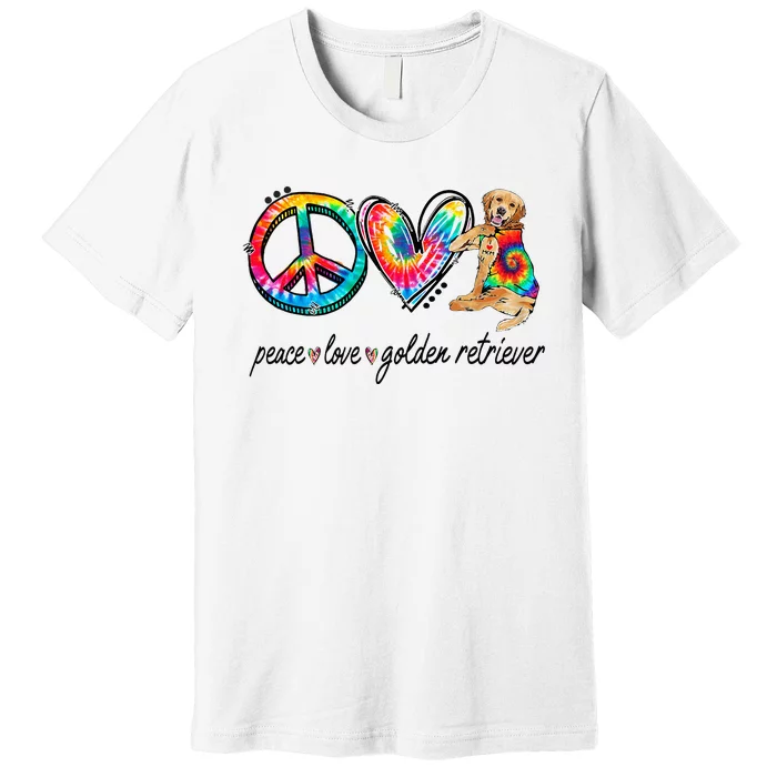 Peace Love Golden Retriever Tie Dye Rainbow Dog Lover Premium T-Shirt