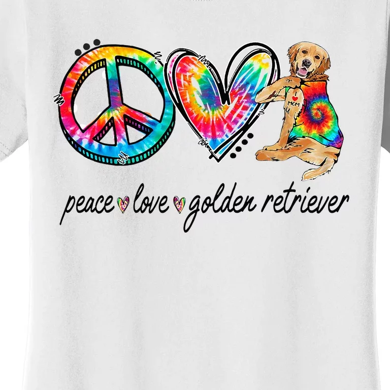 Peace Love Golden Retriever Tie Dye Rainbow Dog Lover Women's T-Shirt