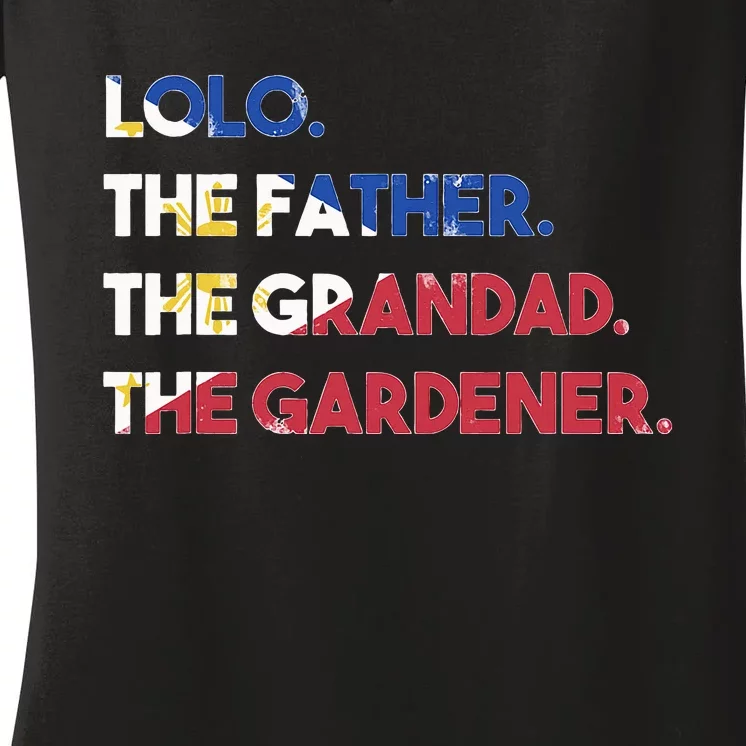 Philippines Lolo Grandad Father Gardener Flag Filipino Women's V-Neck T-Shirt