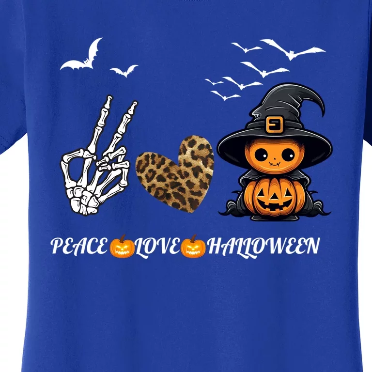 Peace Love Halloween Cute Peace Love Funny Halloween Great Gift Women's T-Shirt