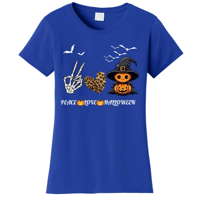 Peace Love Halloween Cute Peace Love Funny Halloween Great Gift Women's T-Shirt