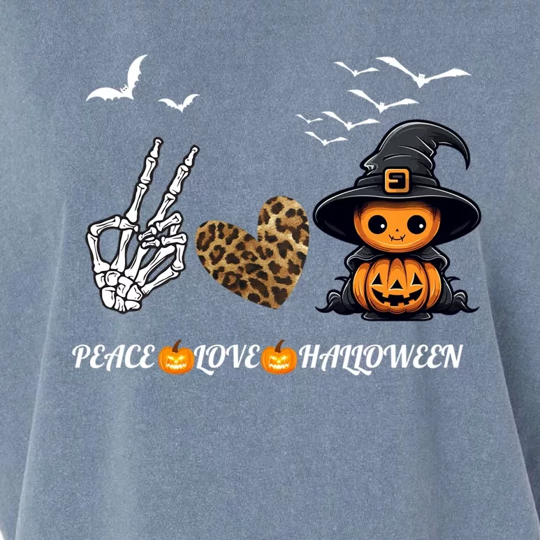 Peace Love Halloween Cute Peace Love Funny Halloween Great Gift Garment-Dyed Women's Muscle Tee