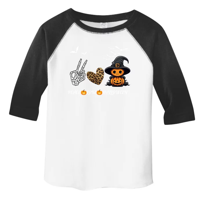 Peace Love Halloween Cute Peace Love Funny Halloween Great Gift Toddler Fine Jersey T-Shirt