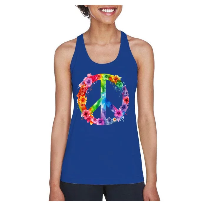 PEACE Love Hippie SIGN LOVE Flower World Peace Day Women's Racerback Tank