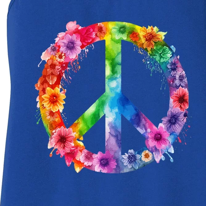 PEACE Love Hippie SIGN LOVE Flower World Peace Day Women's Racerback Tank