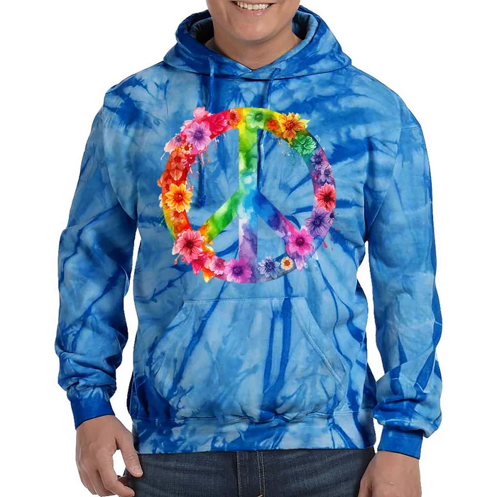 PEACE Love Hippie SIGN LOVE Flower World Peace Day Tie Dye Hoodie