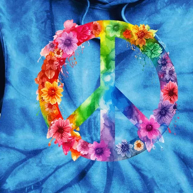 PEACE Love Hippie SIGN LOVE Flower World Peace Day Tie Dye Hoodie