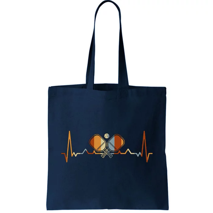 Pickleball Lovers Heartbeat In Retro Colors Pickleball Tote Bag