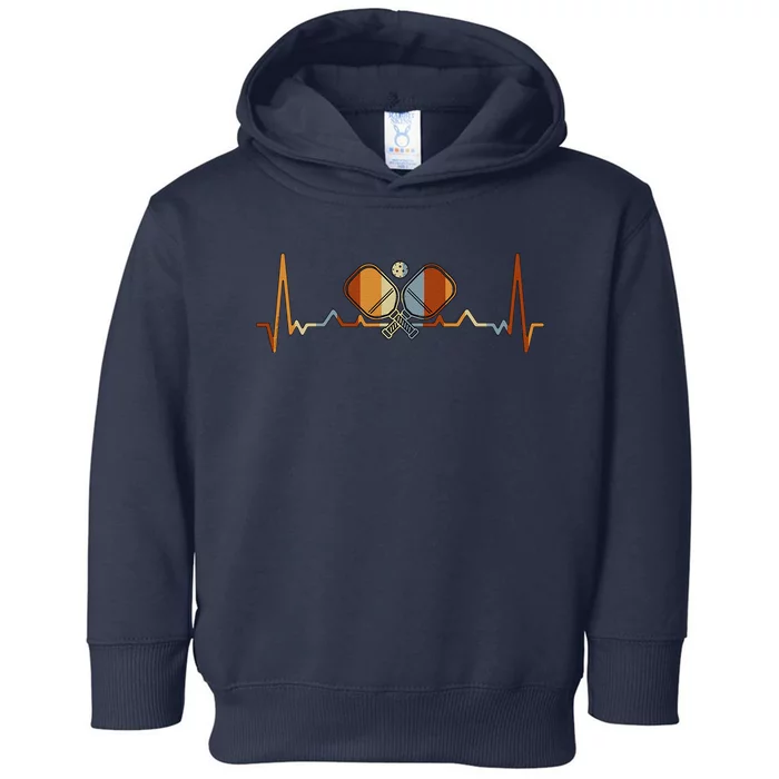 Pickleball Lovers Heartbeat In Retro Colors Pickleball Toddler Hoodie