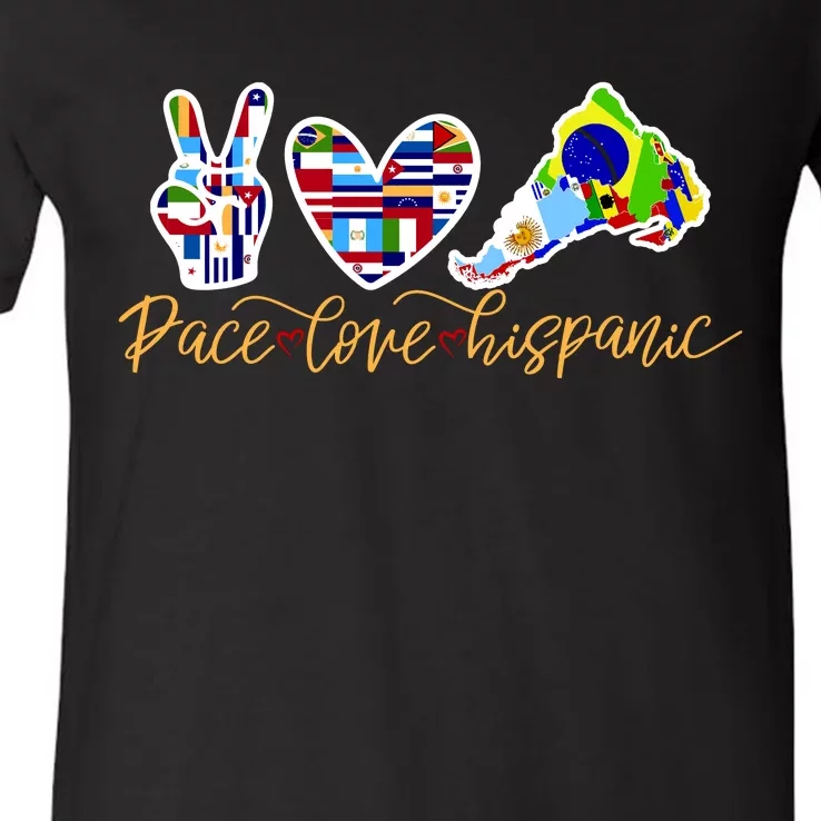 Peace Love Hispanic Heritage Month V-Neck T-Shirt