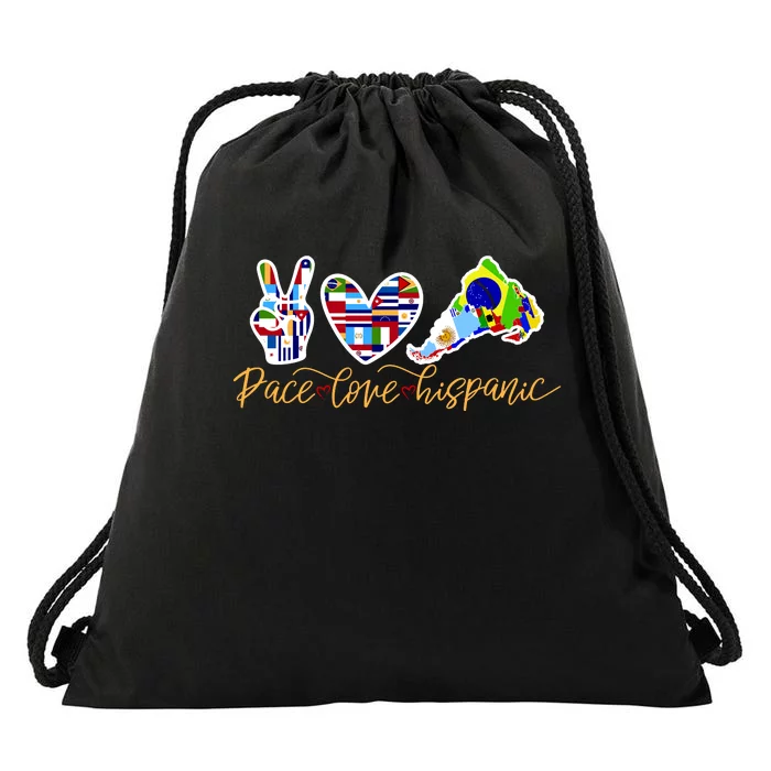 Peace Love Hispanic Heritage Month Drawstring Bag