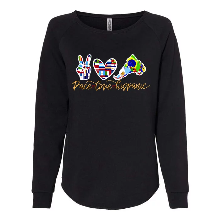 Peace Love Hispanic Heritage Month Womens California Wash Sweatshirt