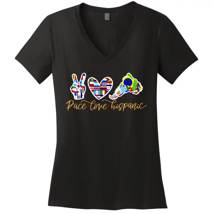 Peace Love Hispanic Heritage Month Women's V-Neck T-Shirt