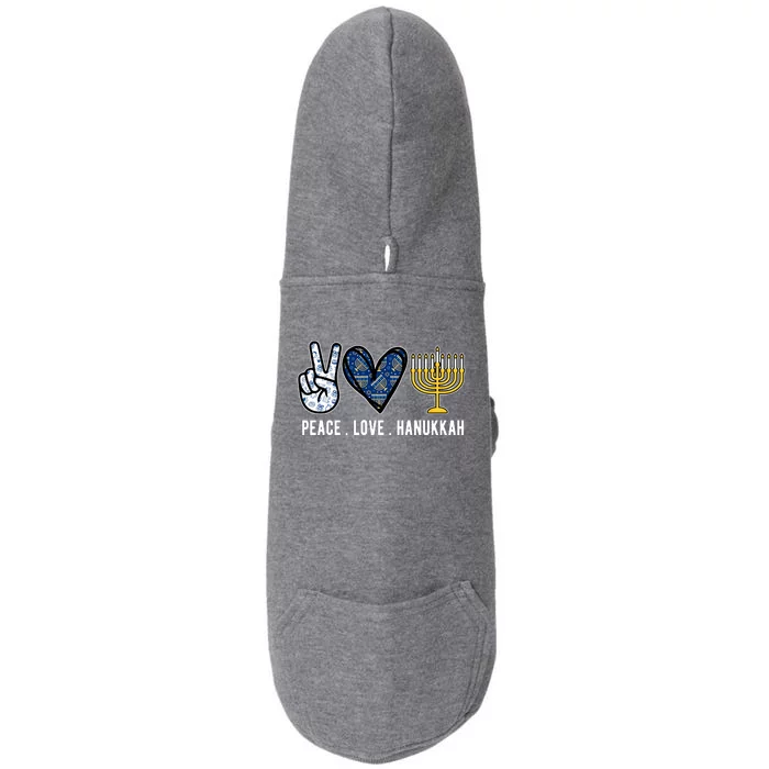 Peace Love Hanukkah Jewish Holiday Gift Doggie 3-End Fleece Hoodie