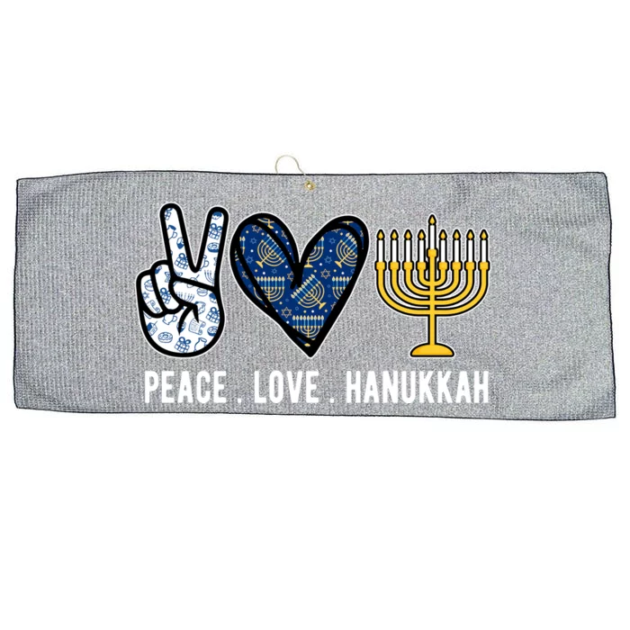 Peace Love Hanukkah Jewish Holiday Gift Large Microfiber Waffle Golf Towel