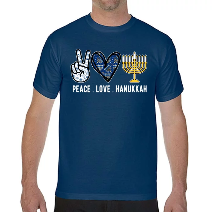 Peace Love Hanukkah Jewish Holiday Gift Comfort Colors T-Shirt