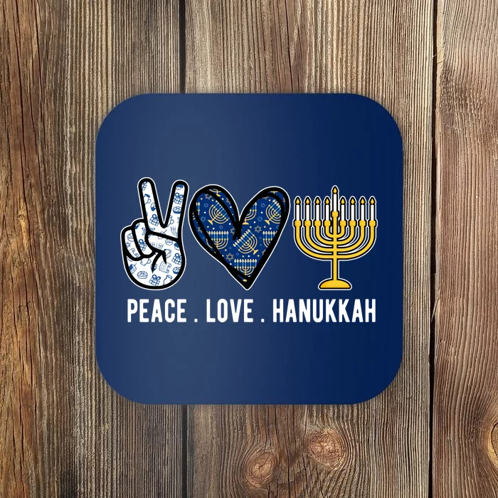 Peace Love Hanukkah Jewish Holiday Gift Coaster