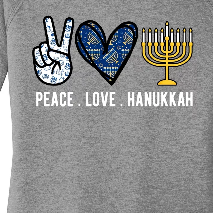 Peace Love Hanukkah Jewish Holiday Gift Women's Perfect Tri Tunic Long Sleeve Shirt