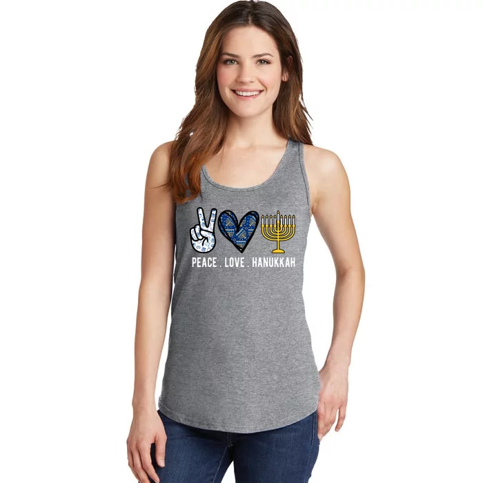 Peace Love Hanukkah Jewish Holiday Gift Ladies Essential Tank