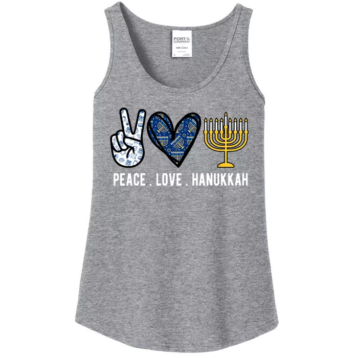 Peace Love Hanukkah Jewish Holiday Gift Ladies Essential Tank