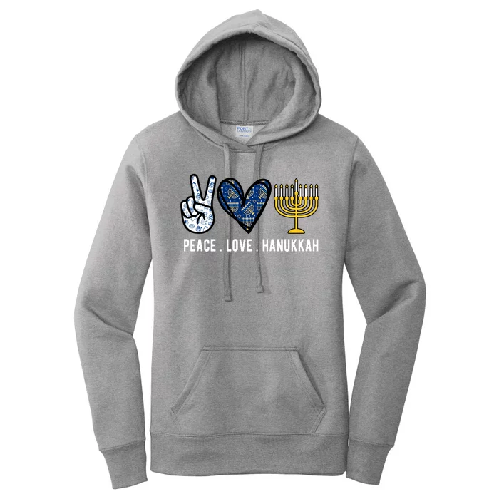 Peace Love Hanukkah Jewish Holiday Gift Women's Pullover Hoodie