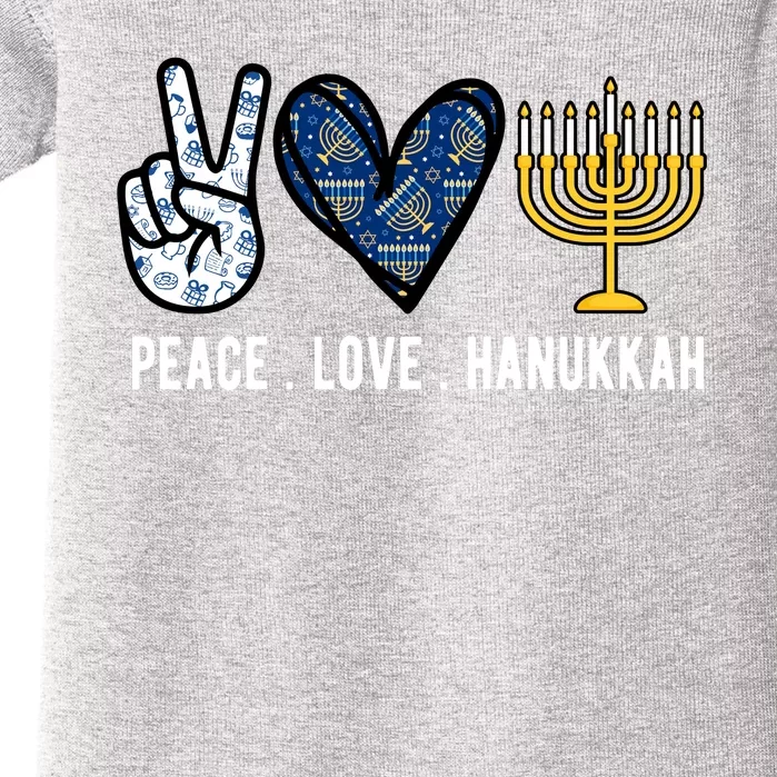 Peace Love Hanukkah Jewish Holiday Gift Baby Bodysuit