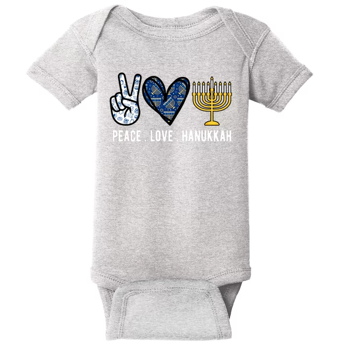 Peace Love Hanukkah Jewish Holiday Gift Baby Bodysuit