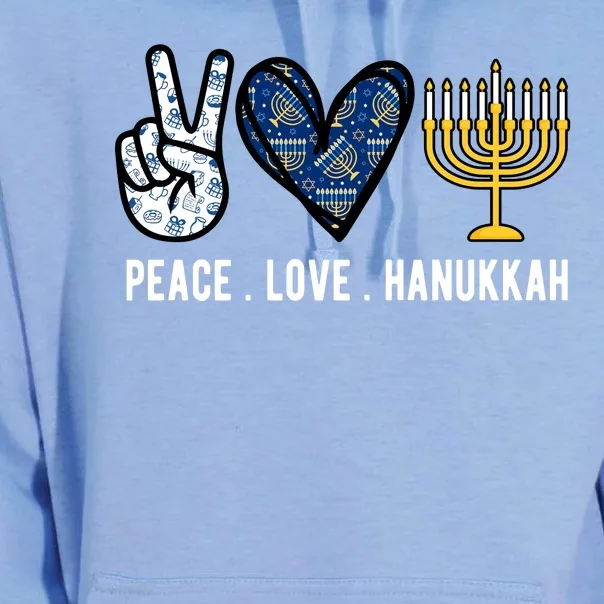 Peace Love Hanukkah Jewish Holiday Gift Unisex Surf Hoodie